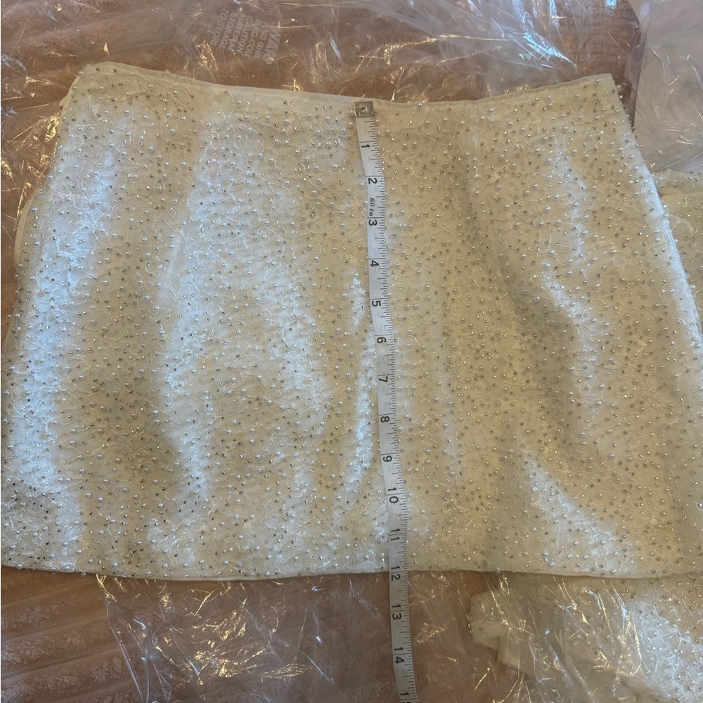 Meshki White Mini Skirt with Embellishments
